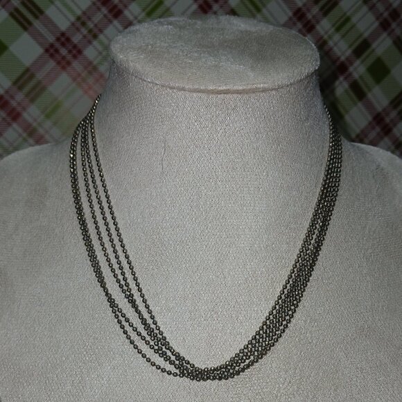 Silver Tone Multi Strand Choker Necklace Vintage Costume Jewelry #100 - Picture 1 of 9